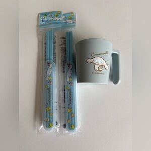 Sanrio Cinnamoroll Pair of Chopsticks and Compact Sink Cup